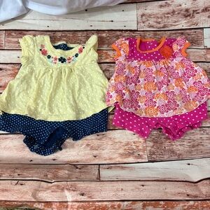 Buster Brown Polka Dot and Floral Baby Romper Set of 2